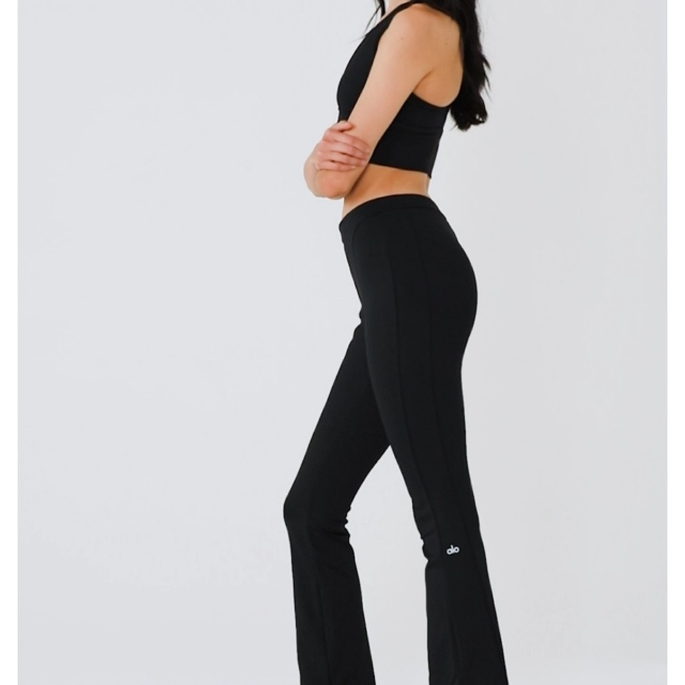 Alo Yoga Women's Black Pants High-Waist 7/8 Zip It Flared Leggings NWOT